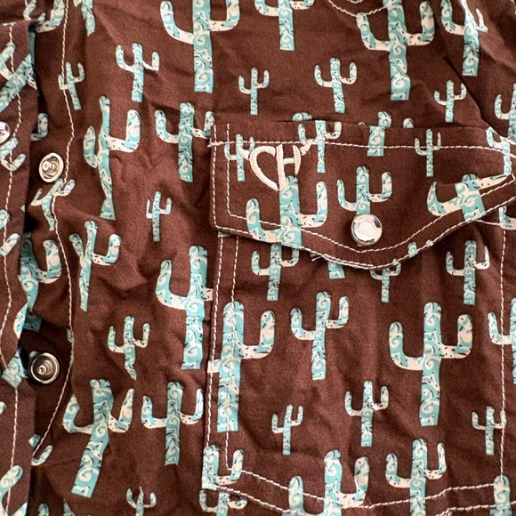 Cowgirl hardware women’s extra  large Brown Shirt with Cactus Print - Picture 6 of 9